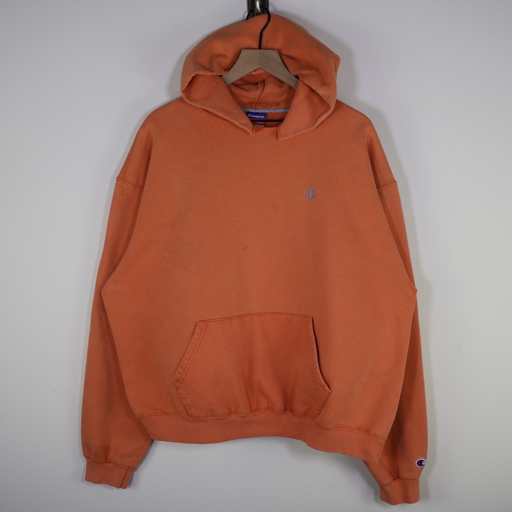 Y2K Champion Hoodie Mens XXL Orange Pullover 28x25.5